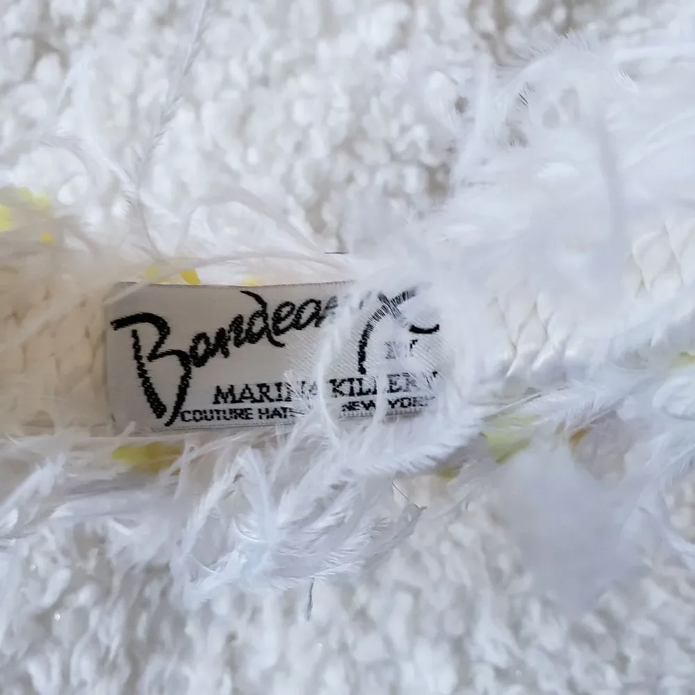Bandeaux White Feathered‎ with Yellow Bow Headband